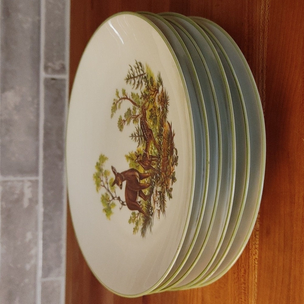 6 Bareuther Waldsassen Wildlife Transferware Porcelain Luncheon Plates - Picture 16 of 17